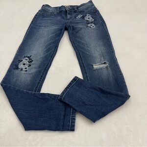 SNEAK PEAK WOMENS MID RISE SKINNY JEANS, SIZE 7